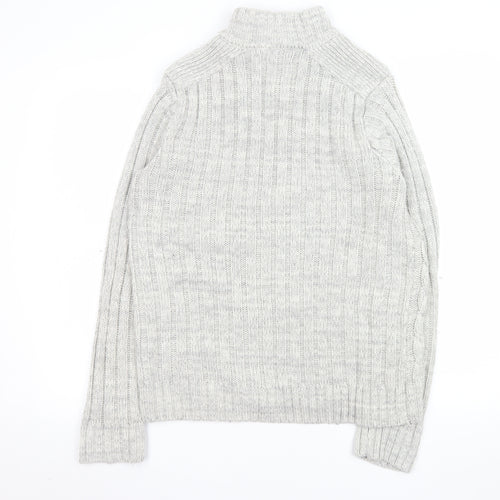 Matalan Men's Grey Cable-Knit 1/4 Zip High Neck Jumper Size S