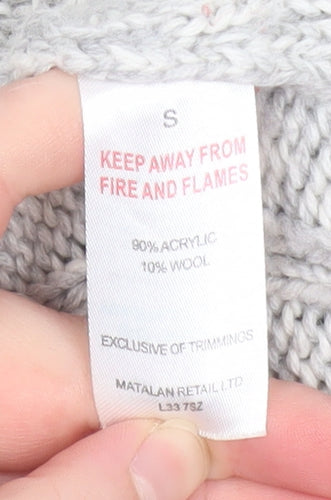 Matalan Men's Grey Cable-Knit 1/4 Zip High Neck Jumper Size S
