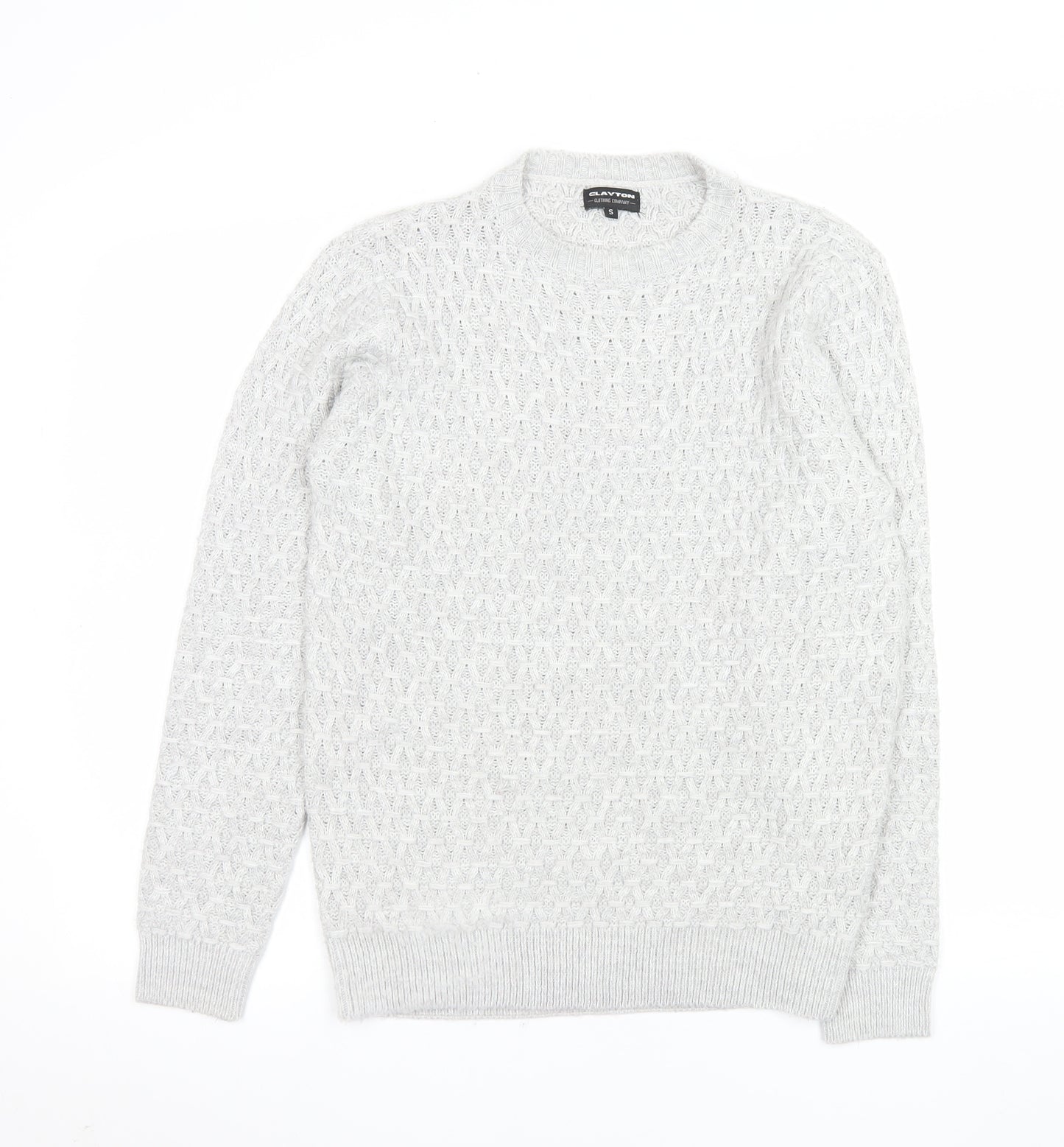 Clayton Men's Grey Cable Knit Pullover Jumper Size S