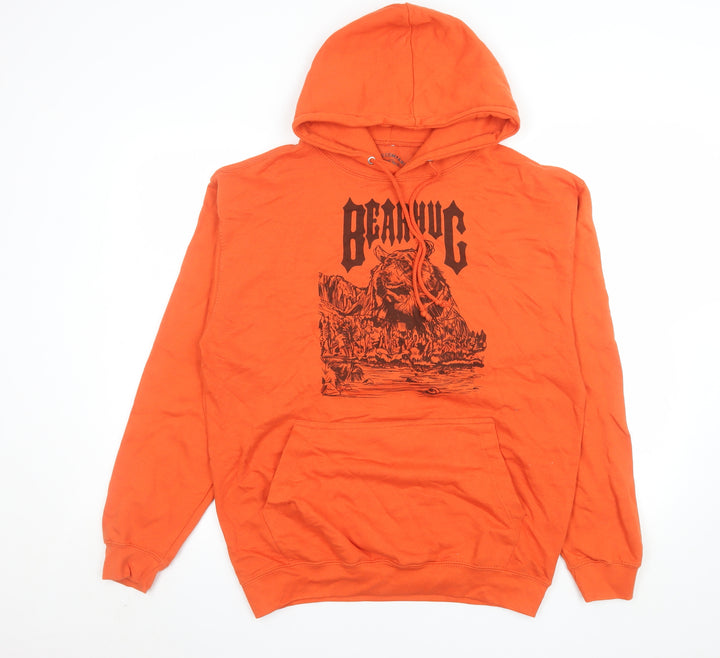 Bearhug Company Men’s Orange Pullover Hoodie M Graphic Print
