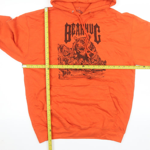 Bearhug Company Men’s Orange Pullover Hoodie M Graphic Print