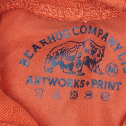 Bearhug Company Men’s Orange Pullover Hoodie M Graphic Print