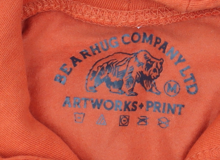 Bearhug Company Men’s Orange Pullover Hoodie M Graphic Print