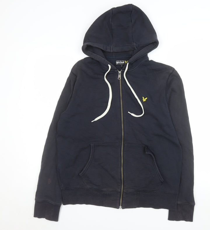 Lyle & Scott Men's Blue Full Zip Hooded Cotton Jacket Size L