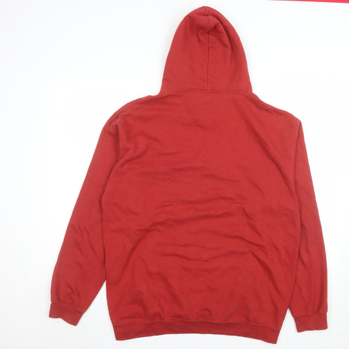 SRAW Men's Red Pullover Hoodie L Graphic Print Regular Fit