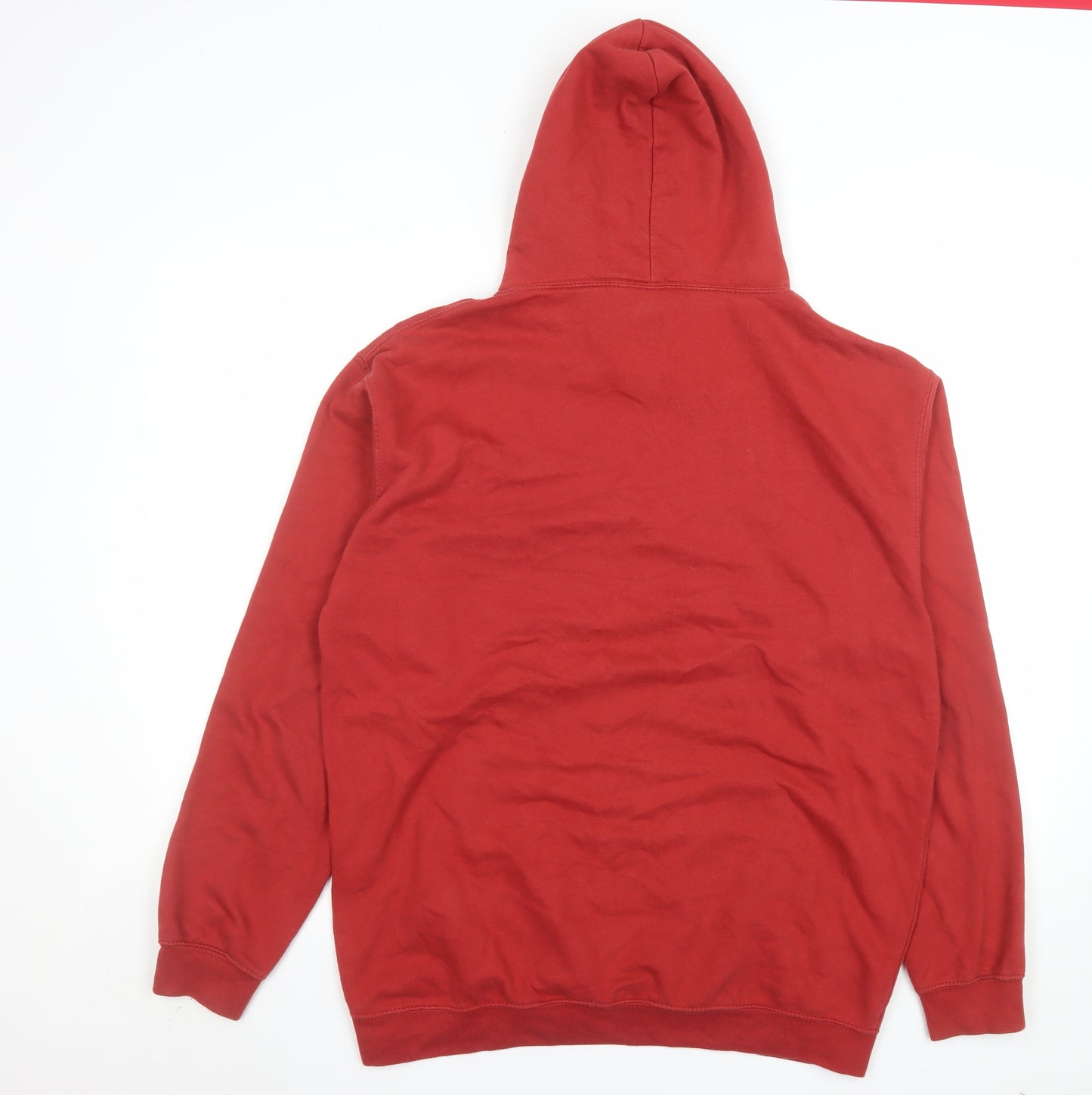 SRAW Men's Red Pullover Hoodie L Graphic Print Regular Fit