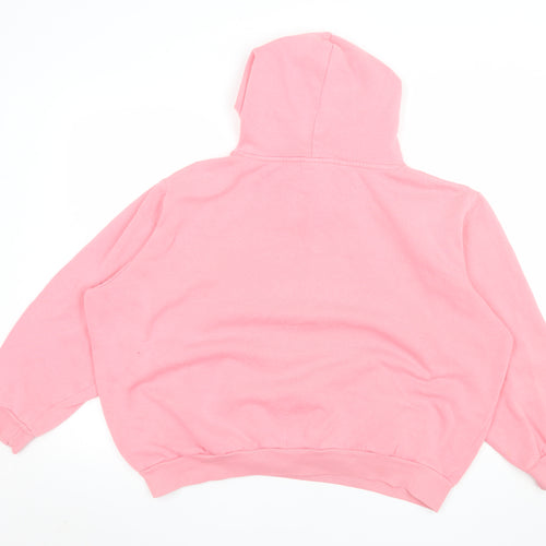Light & Shade Women Pink Pullover Hoodie Medium Cotton Blend Logo