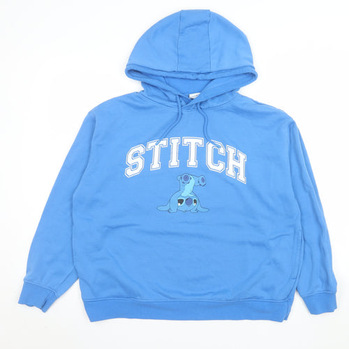 Disney Women's Blue Stitch Hoodie L Pullover Hooded Sweatshirt