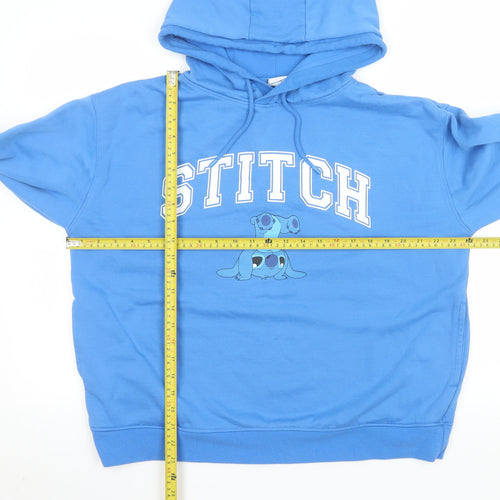 Disney Women's Blue Stitch Hoodie L Pullover Hooded Sweatshirt