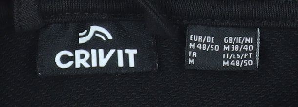 Crivit Men's Black M Full Zip Hooded Jacket with Pockets