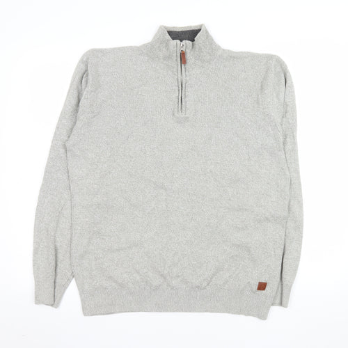 Next Men’s Grey Cotton 1/4 Zip Knit Sweatshirt Size M