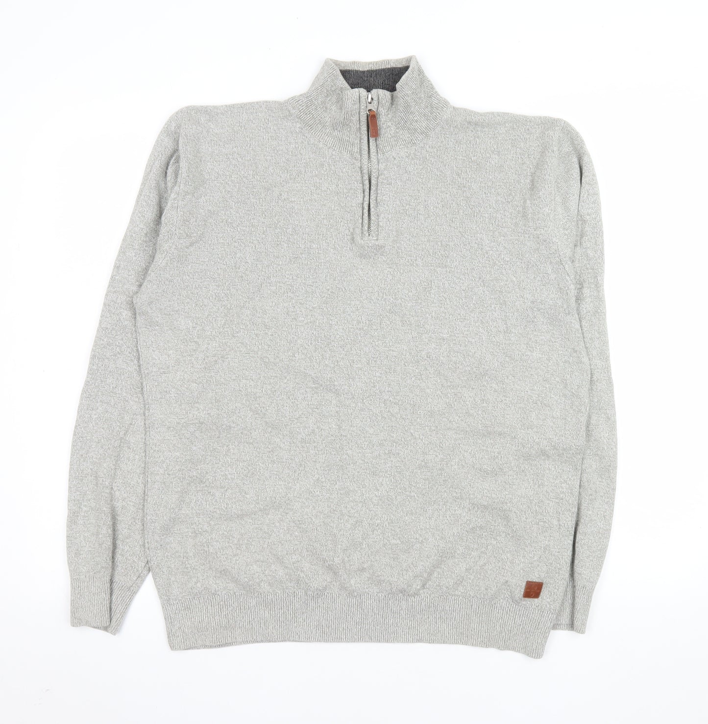Next Men’s Grey Cotton 1/4 Zip Knit Sweatshirt Size M