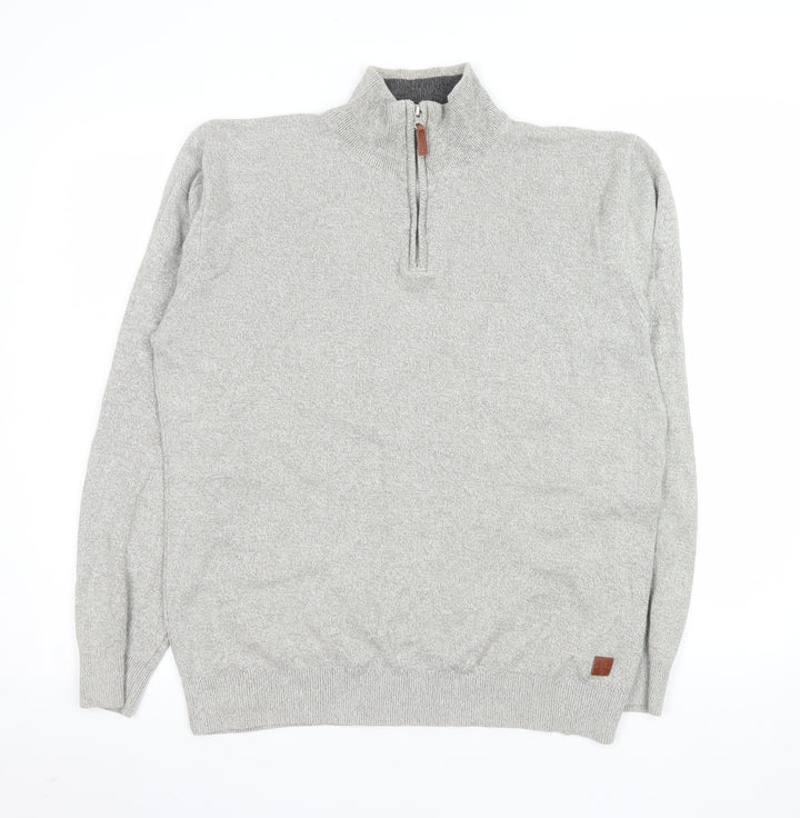 Next Men’s Grey Cotton 1/4 Zip Knit Sweatshirt Size M