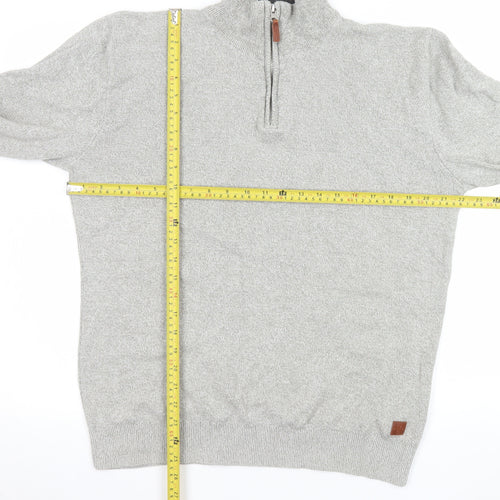 Next Men’s Grey Cotton 1/4 Zip Knit Sweatshirt Size M