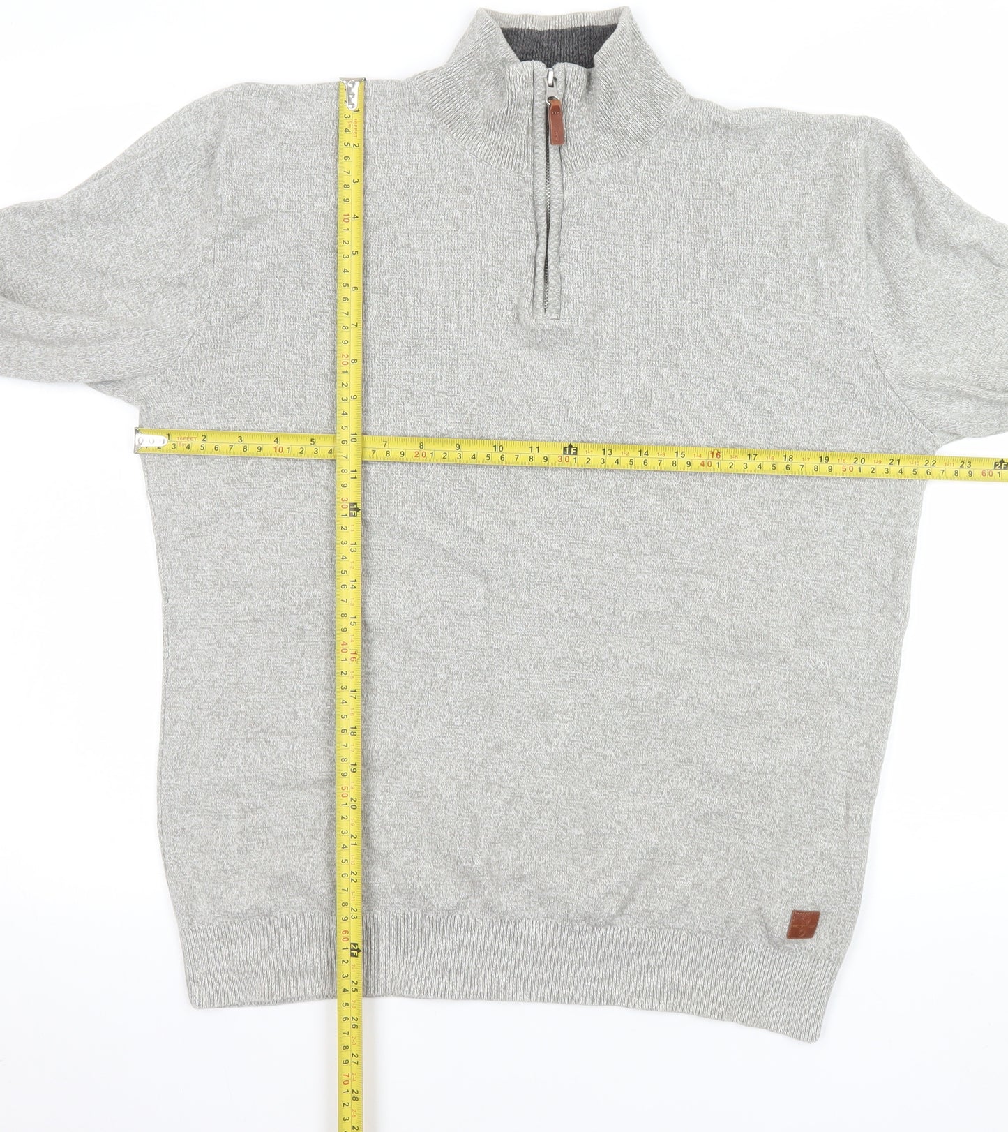 Next Men’s Grey Cotton 1/4 Zip Knit Sweatshirt Size M