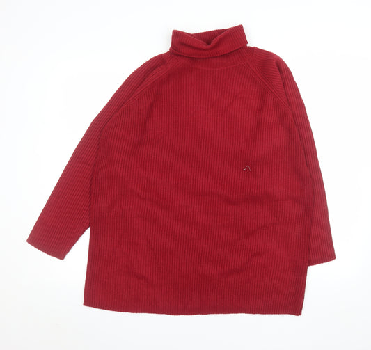 Marks and Spencer Womens Red Roll Neck Acrylic Jumper Size 10