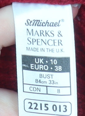Marks and Spencer Womens Red Roll Neck Acrylic Jumper Size 10
