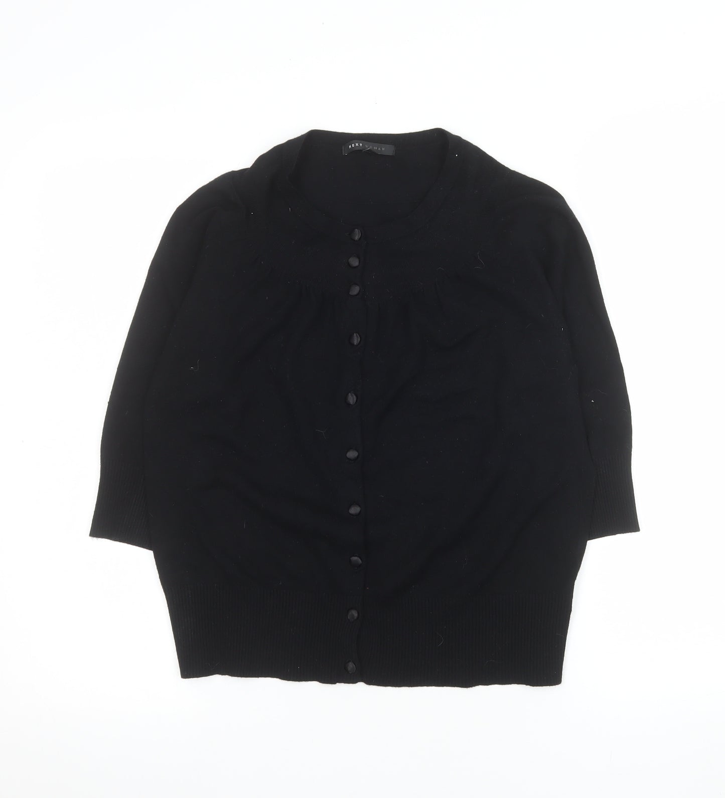 Next Women Black Size 14 Cardigan 3/4 Sleeve Knit Jumper