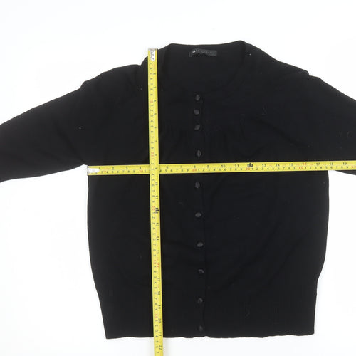 Next Women Black Size 14 Cardigan 3/4 Sleeve Knit Jumper