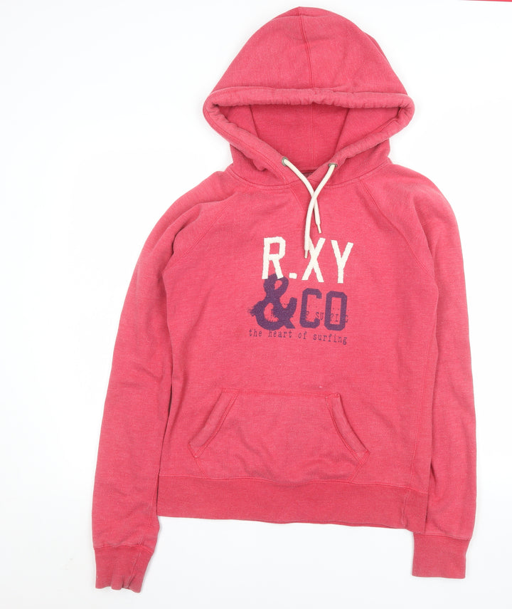 Roxy Women’s Pink Pullover Hoodie L Logo Surf Style