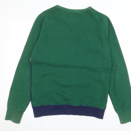 Superdry Men's Green Grey Blue Logo Pullover Sweatshirt Medium