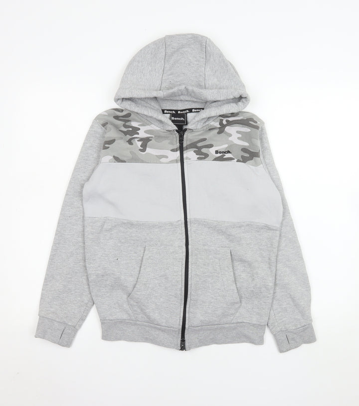 Bench Boys Grey Camo Hooded Full Zip Track Jacket 11-12 Years
