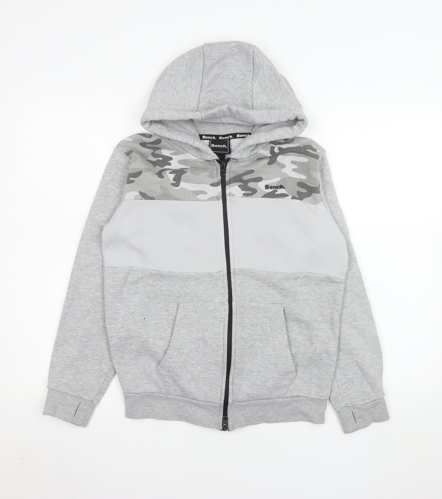 Bench Boys Grey Camo Hooded Full Zip Track Jacket 11-12 Years