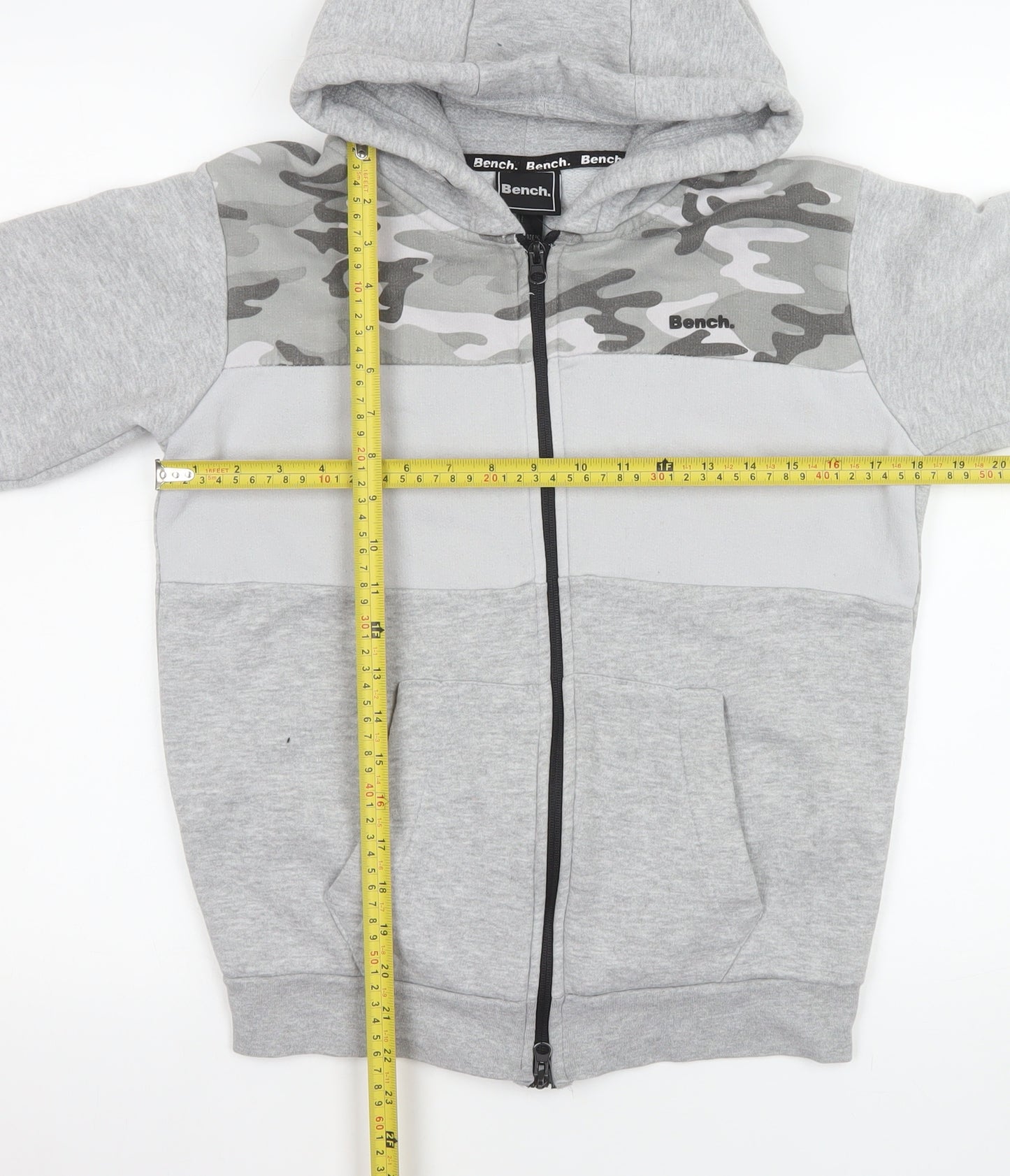 Bench Boys Grey Camo Hooded Full Zip Track Jacket 11-12 Years