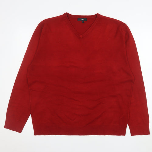 Thomas Nash Men's Red V-Neck Acrylic Pullover Jumper XL