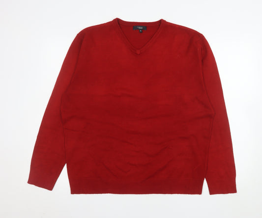 Thomas Nash Men's Red V-Neck Acrylic Pullover Jumper XL
