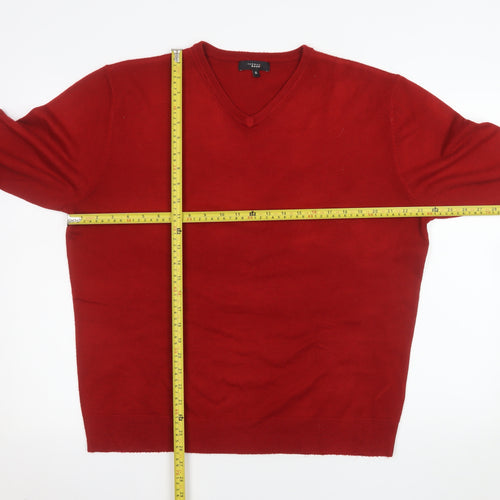 Thomas Nash Men's Red V-Neck Acrylic Pullover Jumper XL