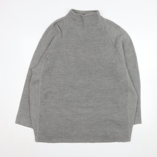 Yours Womens Grey Plus Size 18-20 Mock Neck Chunky Knit Jumper