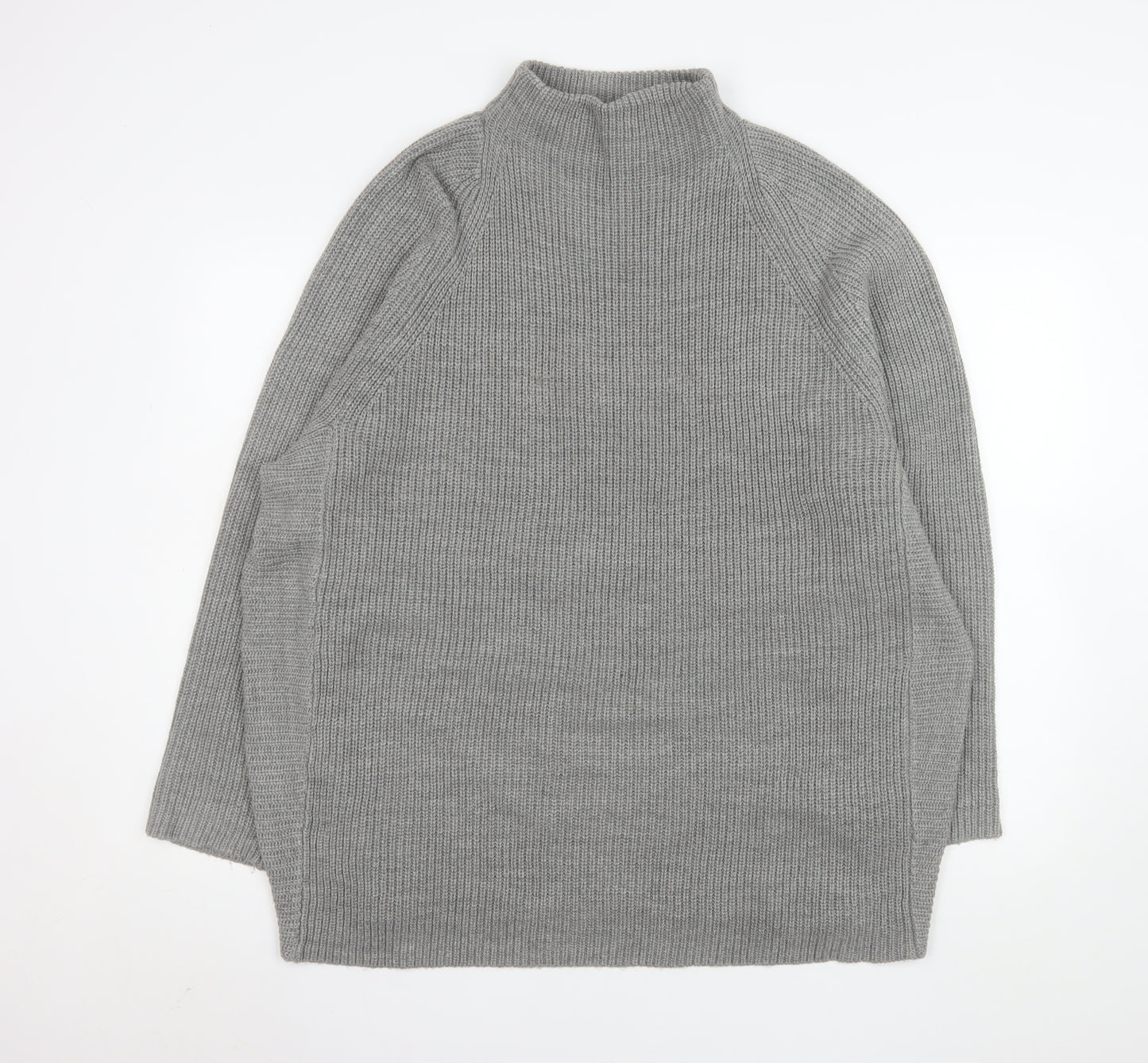 Yours Womens Grey Plus Size 18-20 Mock Neck Chunky Knit Jumper