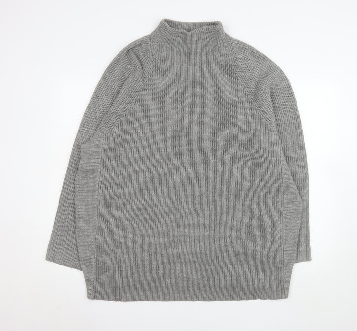 Yours Womens Grey Plus Size 18-20 Mock Neck Chunky Knit Jumper