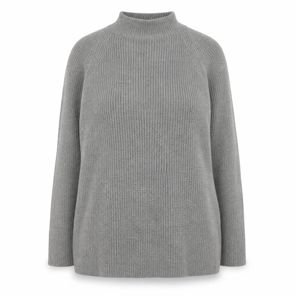 Front view of Yours women’s grey plus, size UK 18-20, mock neck chunky knit jumper