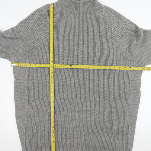 Yours Womens Grey Plus Size 18-20 Mock Neck Chunky Knit Jumper