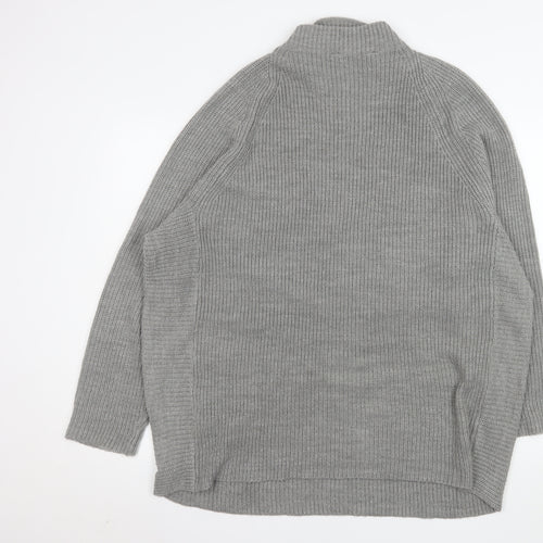 Yours Womens Grey Plus Size 18-20 Mock Neck Chunky Knit Jumper