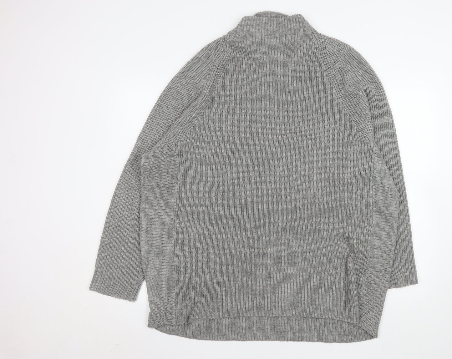 Yours Womens Grey Plus Size 18-20 Mock Neck Chunky Knit Jumper
