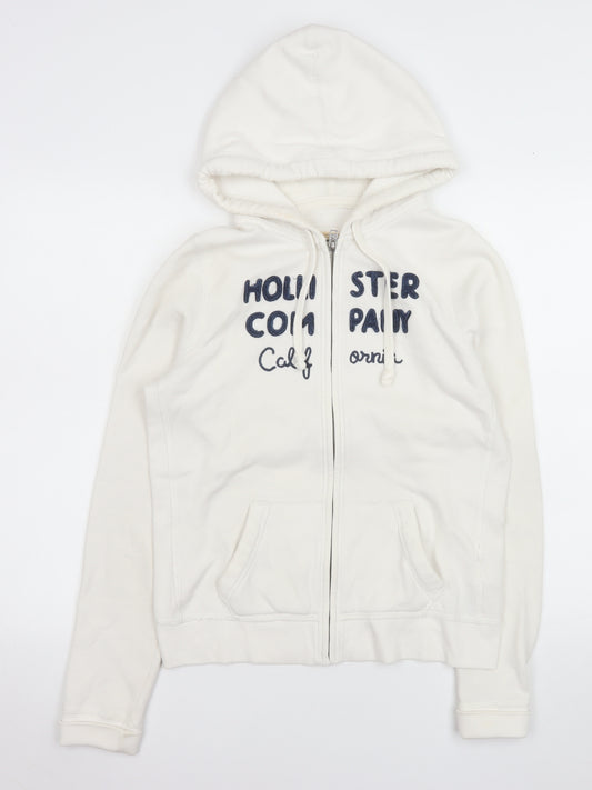 Hollister Women’s White Full Zip Hooded Jacket L Casual Fleece
