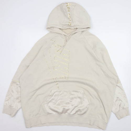 Nike Women’s Beige Hooded Pullover Sweatshirt XL Gold Logo