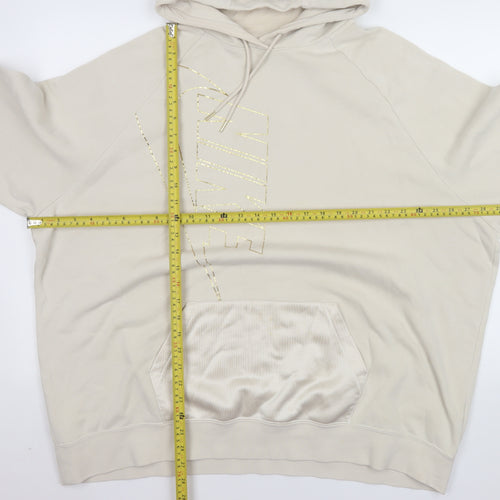 Nike Women’s Beige Hooded Pullover Sweatshirt XL Gold Logo