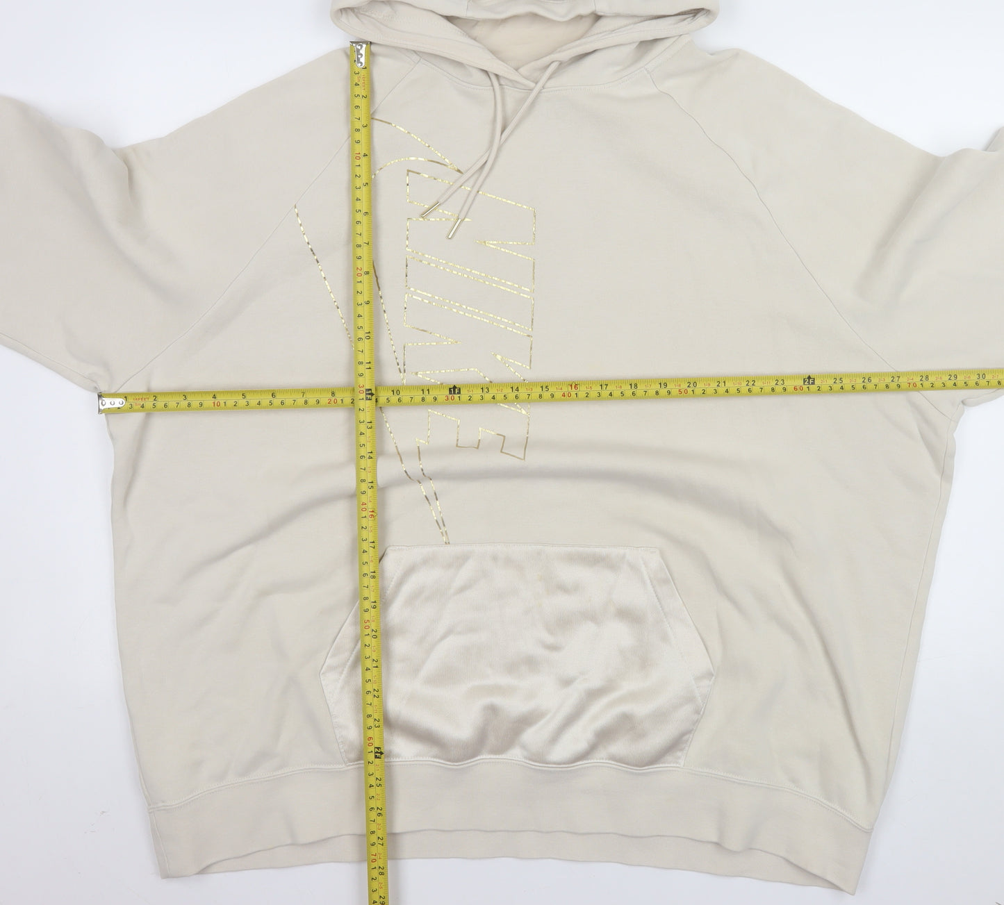 Nike Women’s Beige Hooded Pullover Sweatshirt XL Gold Logo