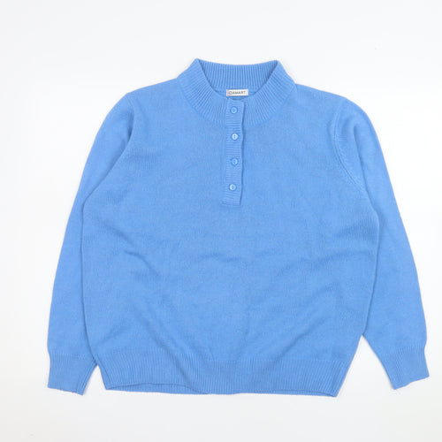 Damart Women’s Blue Henley Mock Neck Jumper Size 18 Acrylic Knit