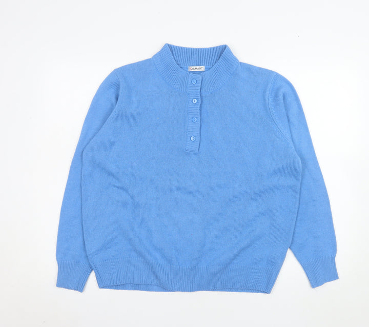 Damart Women’s Blue Henley Mock Neck Jumper Size 18 Acrylic Knit