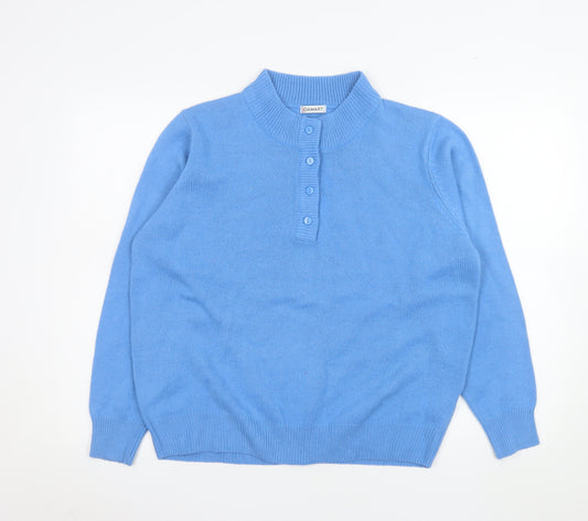 Damart Women’s Blue Henley Mock Neck Jumper Size 18 Acrylic Knit