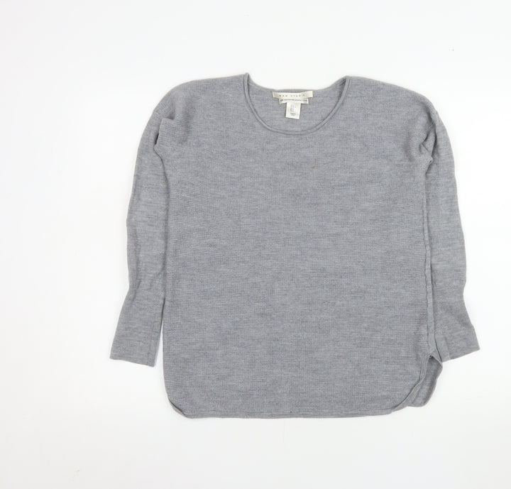 Max Studio Womens Grey 100% Merino Wool Long Sleeve Pullover Jumper L