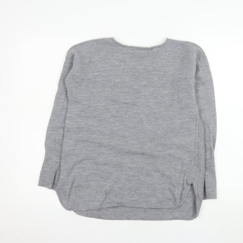 Max Studio Womens Grey 100% Merino Wool Long Sleeve Pullover Jumper L