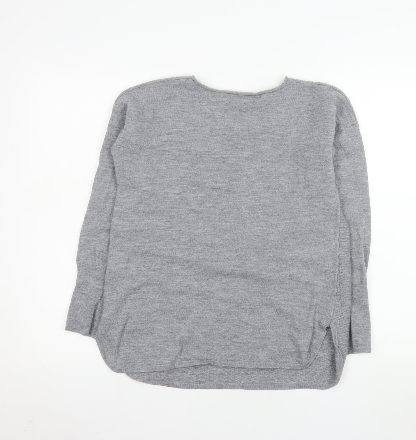 Max Studio Womens Grey 100% Merino Wool Long Sleeve Pullover Jumper L