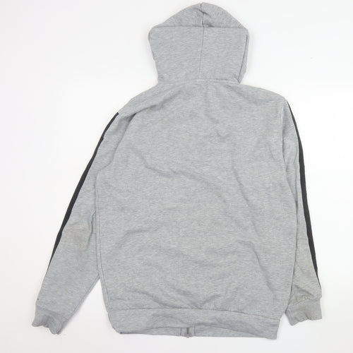 Adidas Men Grey Full Zip Hooded Jacket M Basic Sportswear
