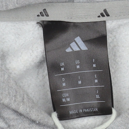 Adidas Men Grey Full Zip Hooded Jacket M Basic Sportswear